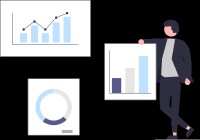 Man standing next to data charts