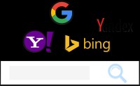 Search engine logos and search bar